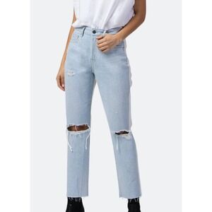 Hidden Jeans Tracy‎ Two Tone Straight Crop Ripped Knee Womens 28 High Rise Denim